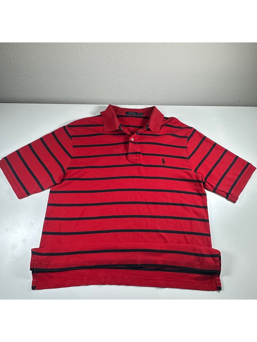 Polo Ralph Lauren Red and Black Striped Polo LT